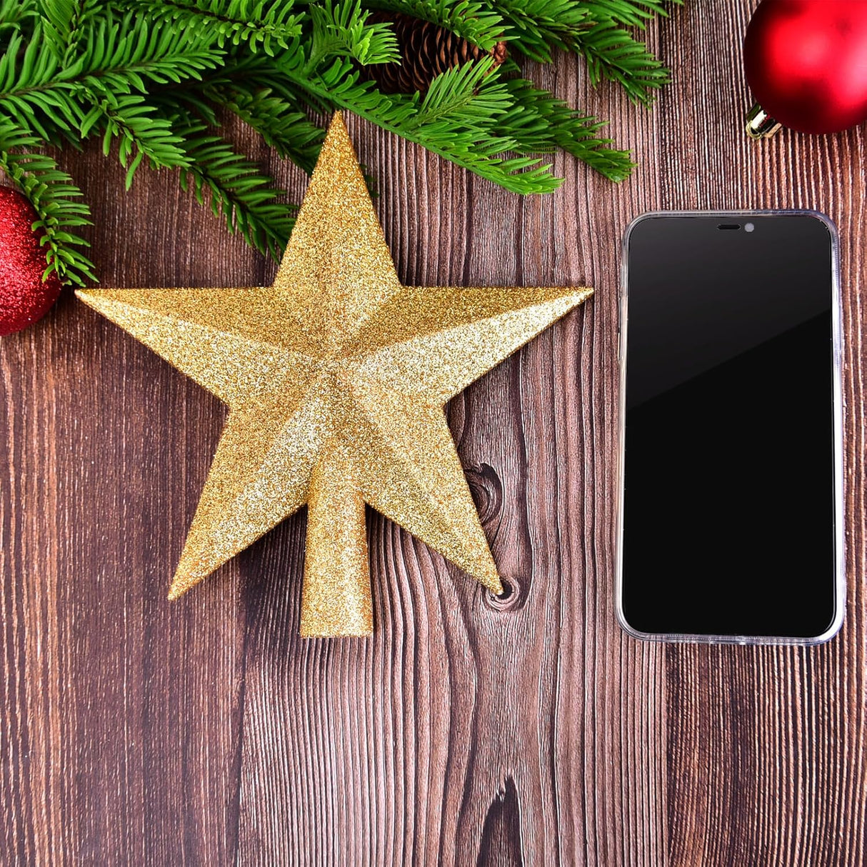 Estrella Decorativa para Árbol de Navidad 8 Pulgadas Glitter