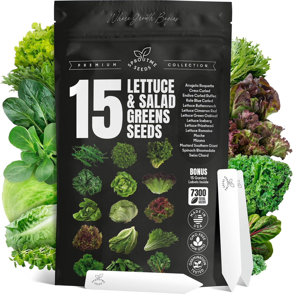 Pack de Semillas de Lechuga y Ensaladas - Variedad Heirloom 7300+