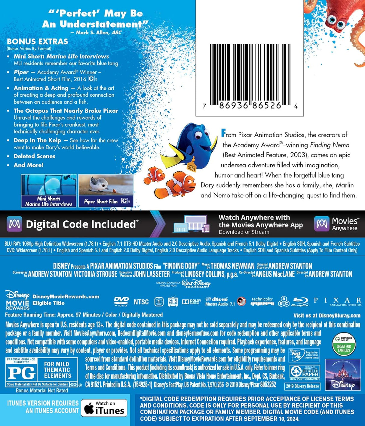 MOVIE FINDING DORY BLU-RAY