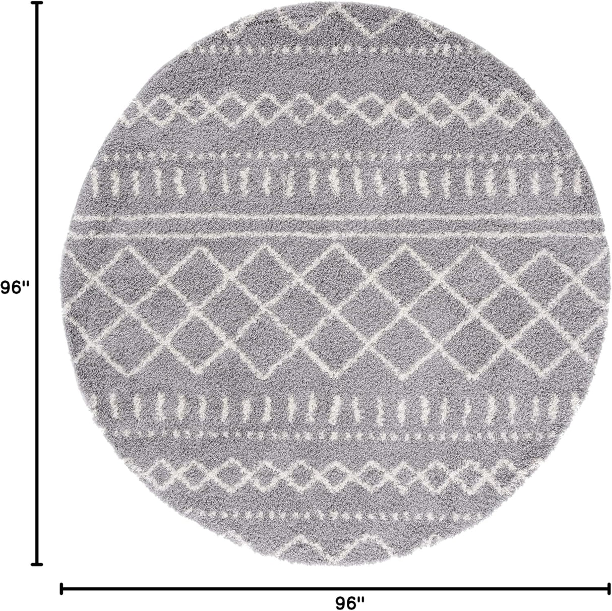 Alfombra redonda de 8' estilo marroquí, 1.6 de grosor, ASG741G