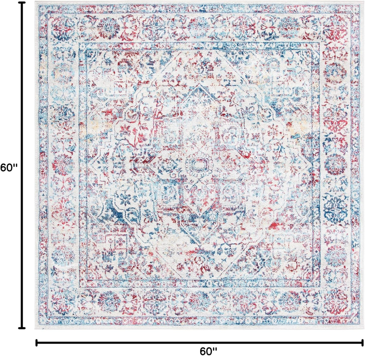 Alfombra de área cuadrada de medallón desgastado BNT832B