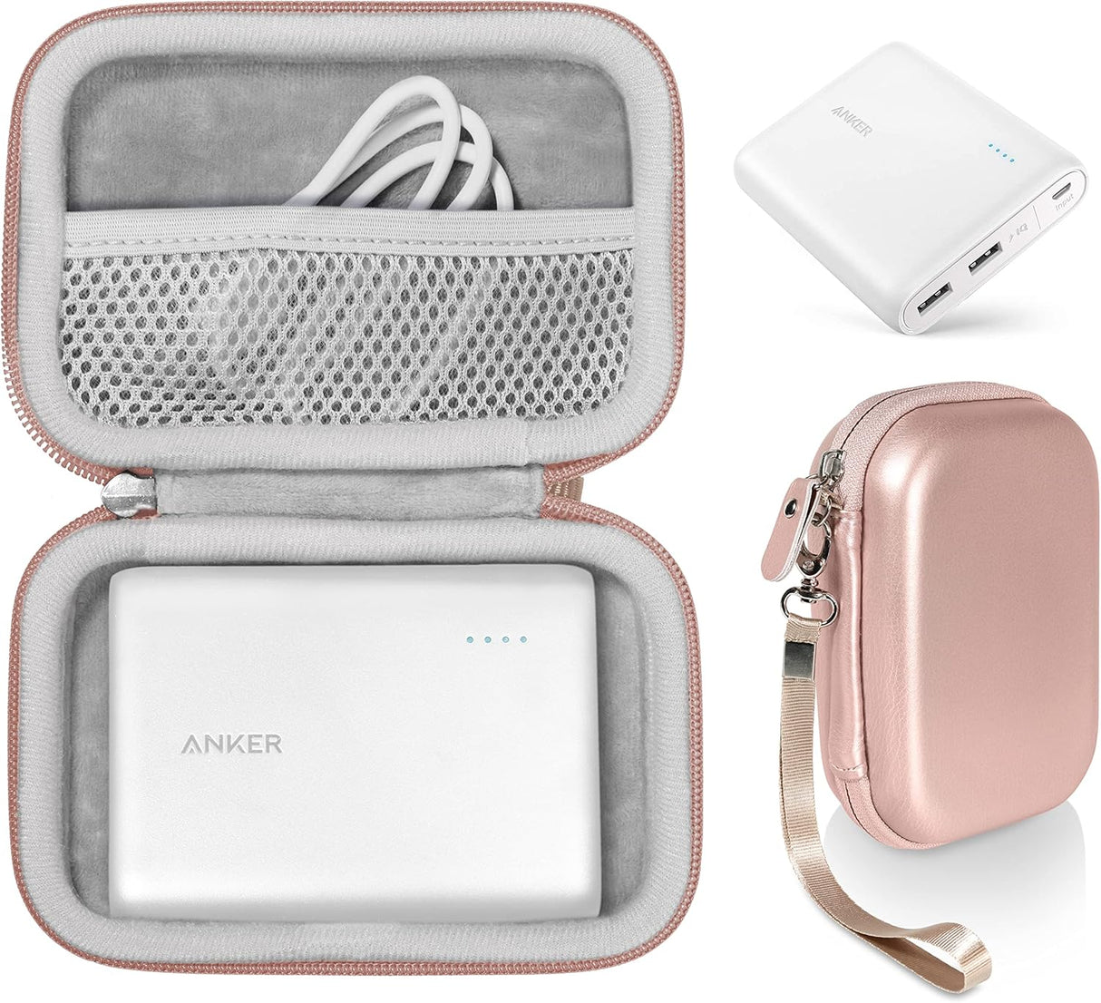 CaseSack Funda para cargador portátil Anker PowerCore 13000 (oro rosa)