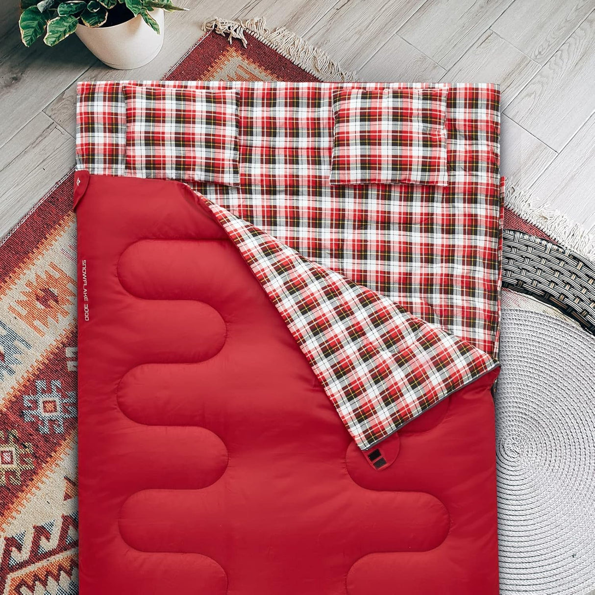 Saco de dormir doble de 20 grados para 2 personas rojo