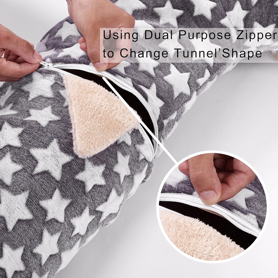 Cama de túnel para gatos con cojín de felpa lavable