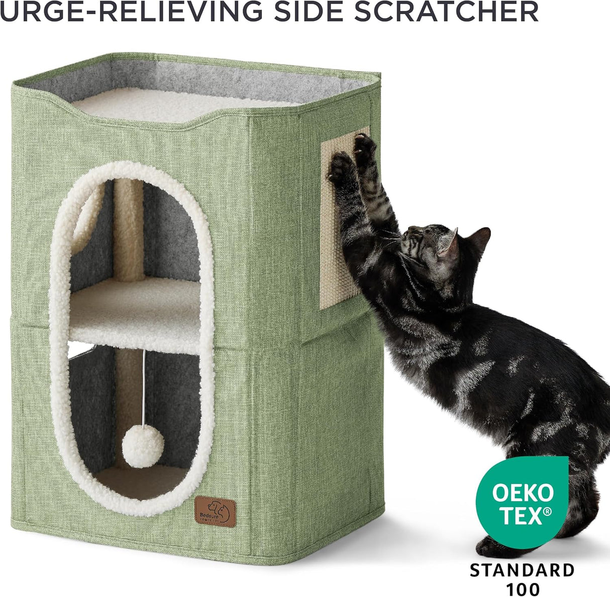 Casa para Gatos 2 Niveles Bedsure con Rascador y Escondite