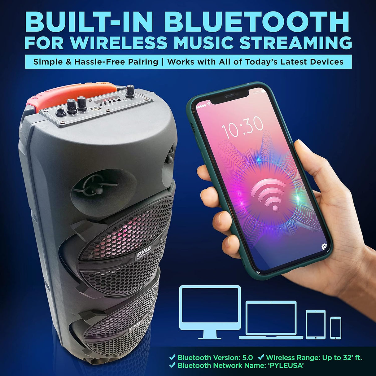 Altavoz PA portátil Bluetooth PYLE-PRO PPHP2814B