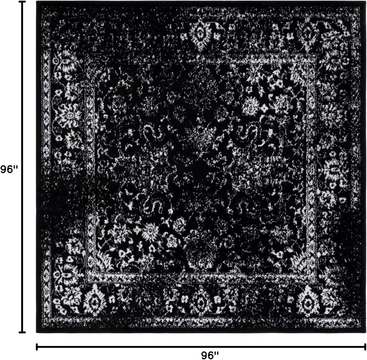 Alfombra de área cuadrada, diseño oriental, fácil cuidado, ADR109Z-8SQ