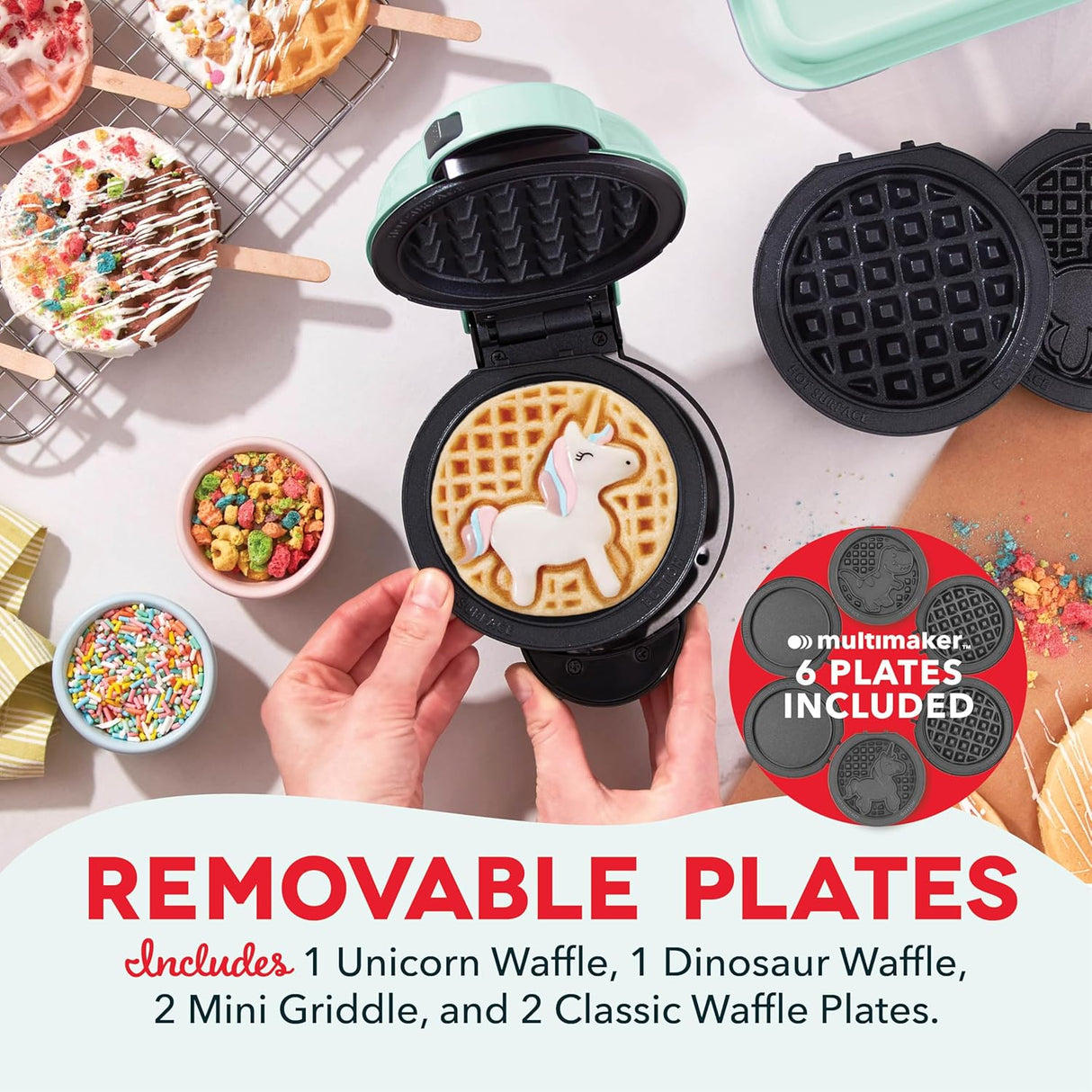 Mini Sistema Multimaker DASH - Waffle Maker 4 en 1 con Placas