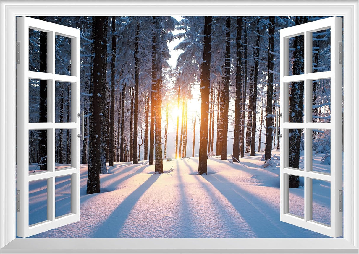 Adhesivo de pared falso para ventana mural de pared de nieve