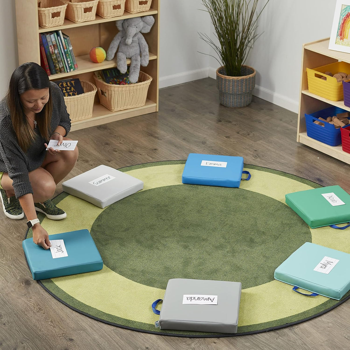 ECR4Kids SoftZone - Cojines de suelo, cuadrados, asientos flexibles, contemporáneos, 6 piezas