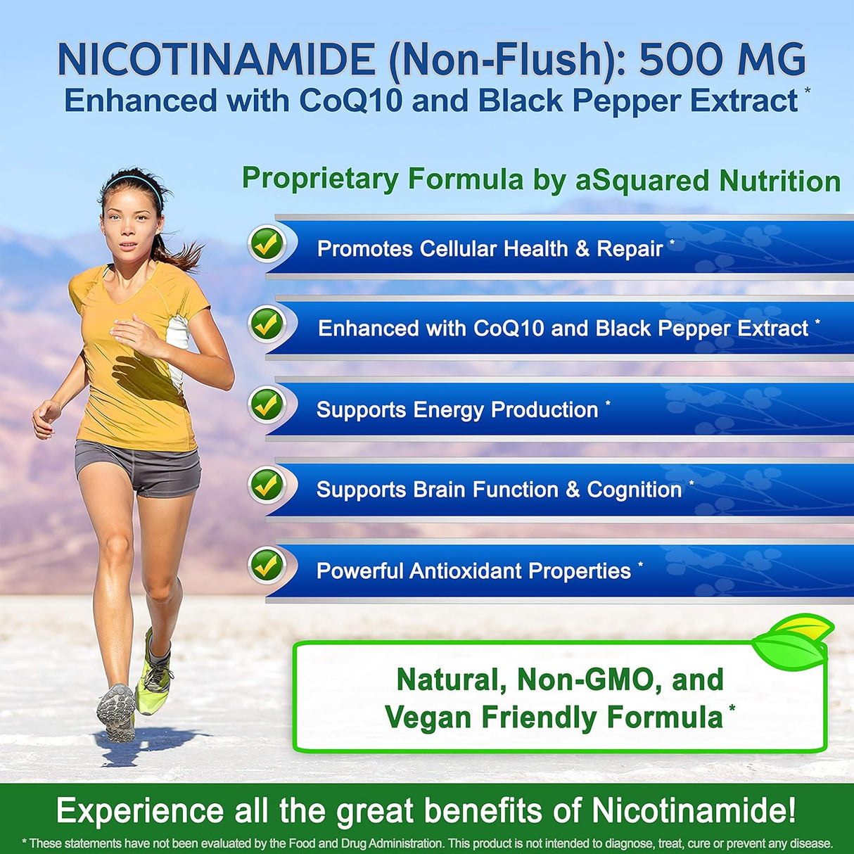 Suplementos Nicotinamida con CoQ10 (120 cápsulas) 500 mg