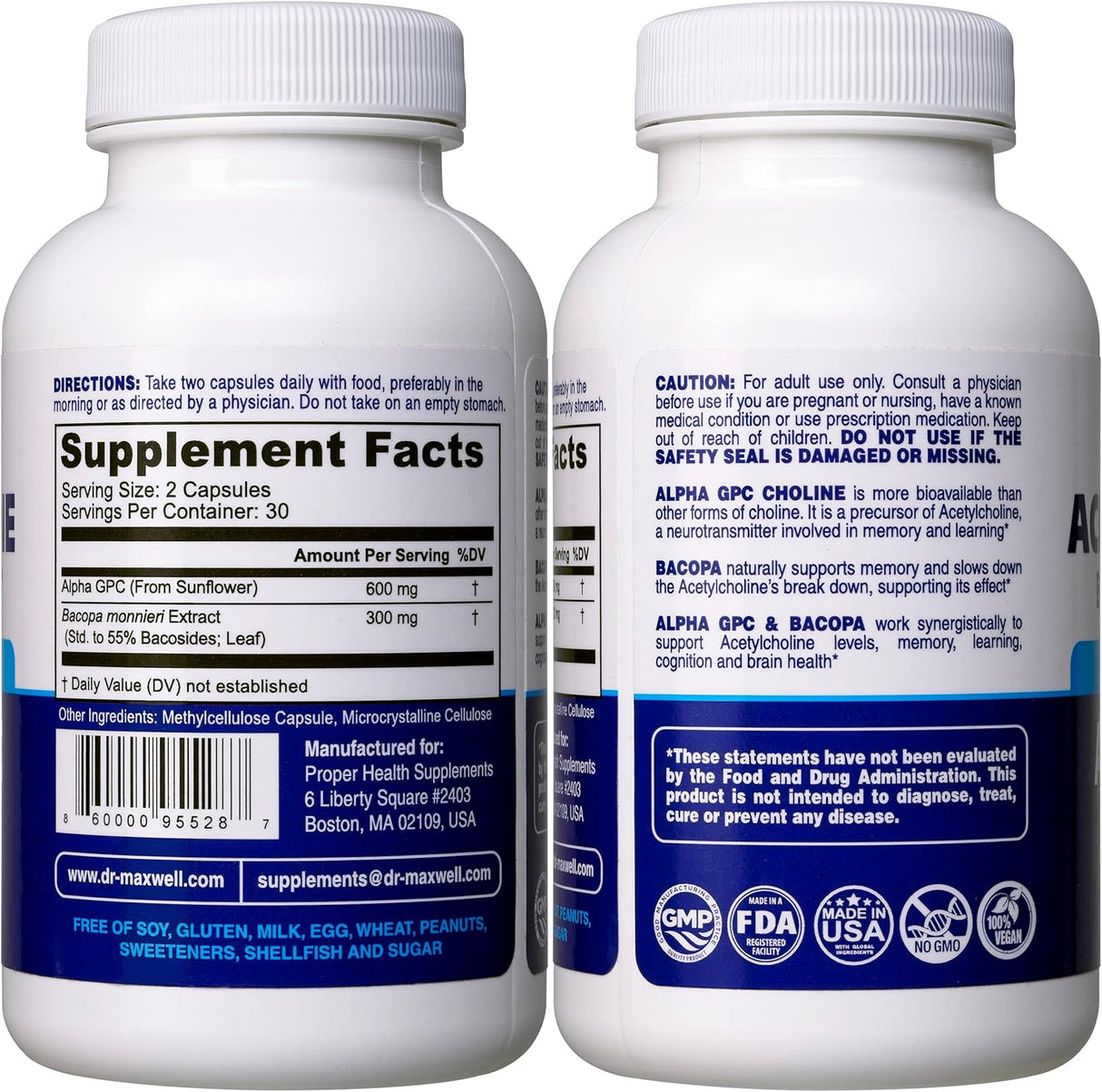 Suplemento Acetilcolina Alpha GPC + Bacopa para Memoria y Aprendizaje