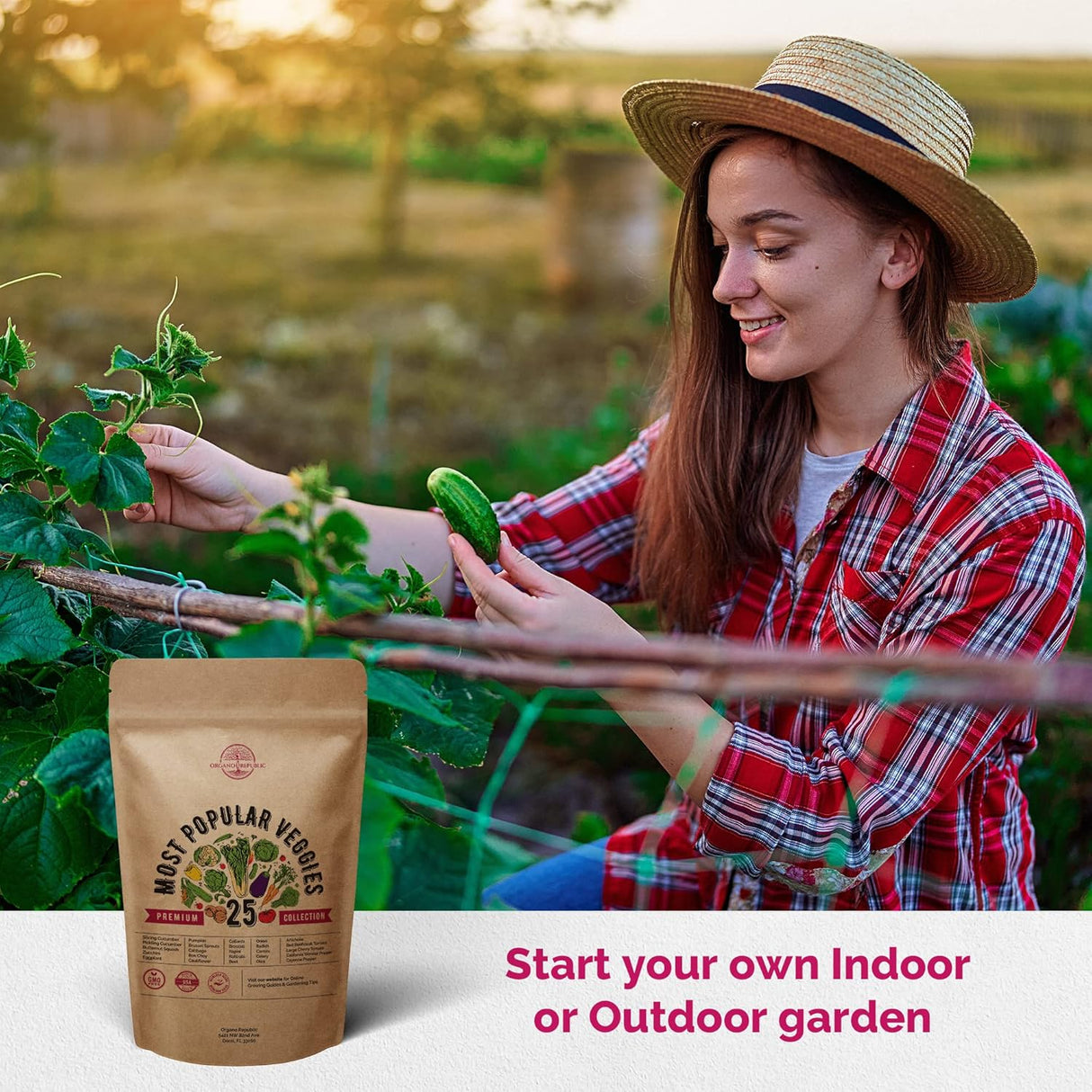 Semillas Organo Republic - 25 Paquetes de Vegetales y Frutas