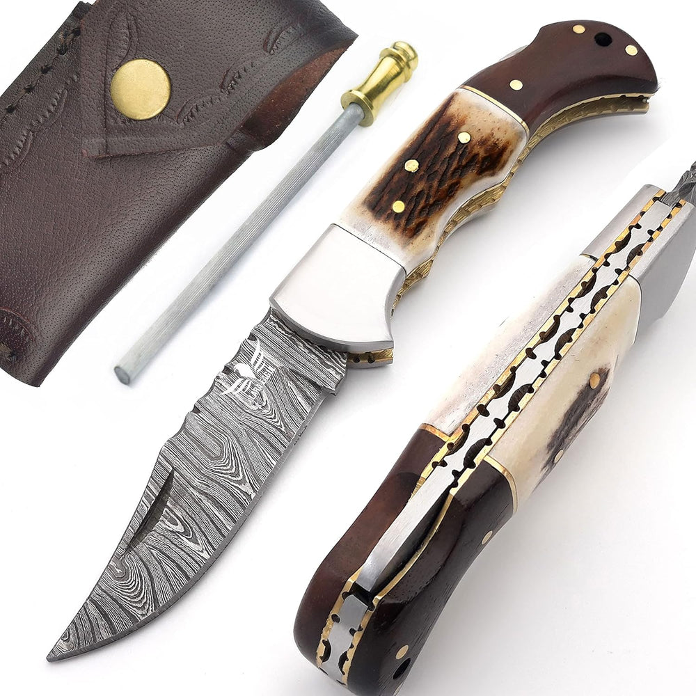 Cuchillo de bolsillo de caza plegables hechos a mano acero