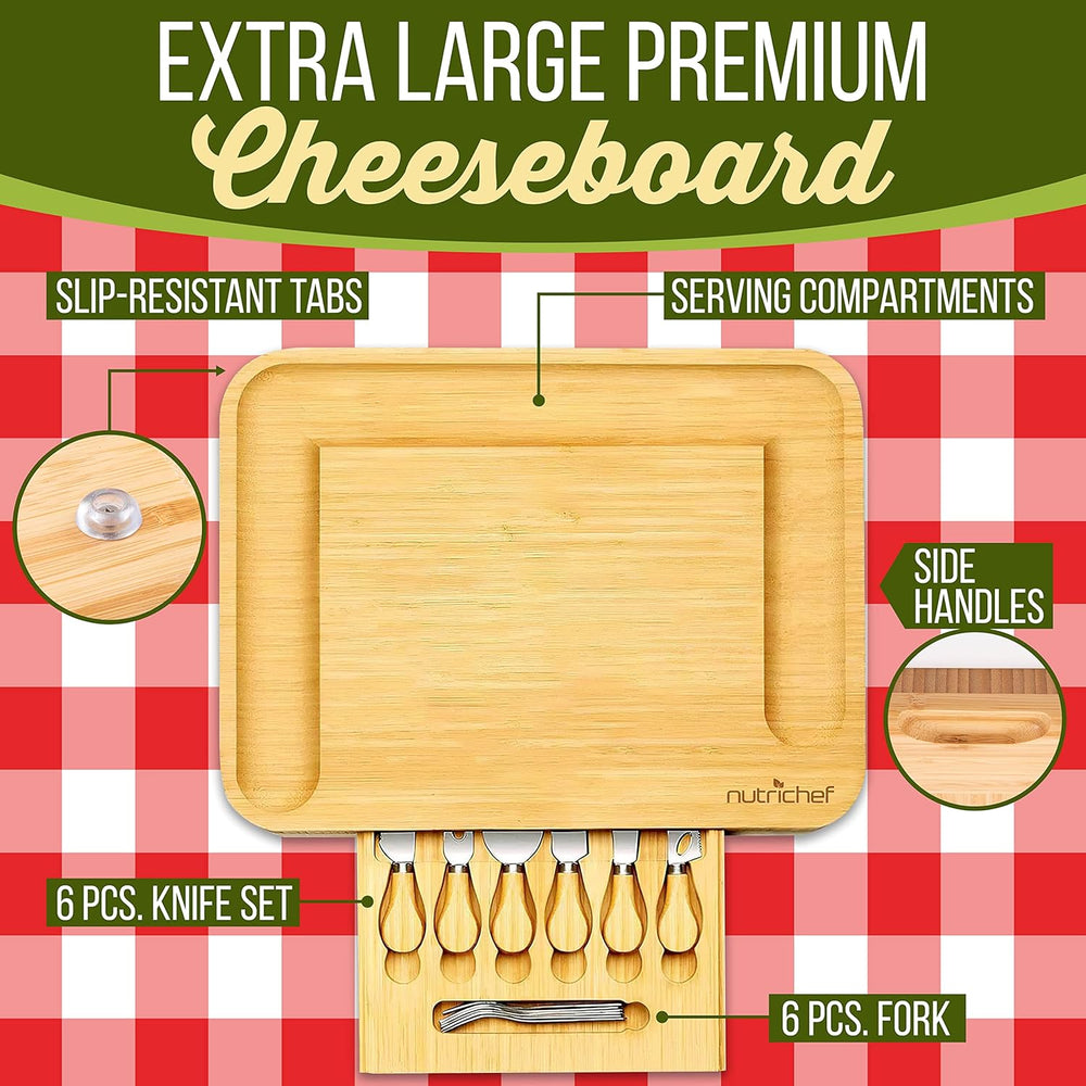 Bandeja de queso de bambú minimalista NutriChef PKCZBD93