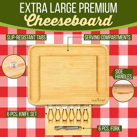 Bandeja de queso de bambú minimalista NutriChef PKCZBD93