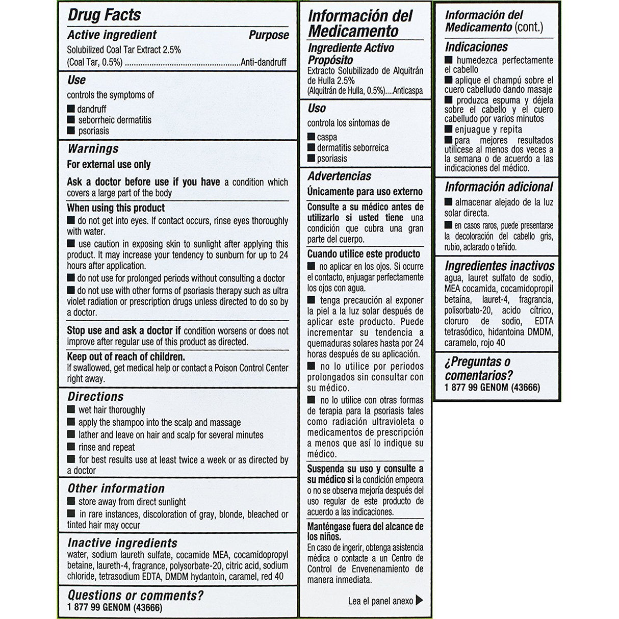 Champú para la caspa en gel de alquitrán y carbón Medicasp
