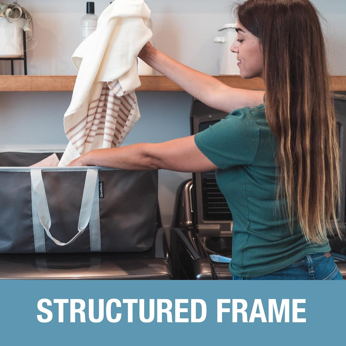 Cesta de lavandería CleverMade 50L, colapsable y resistente