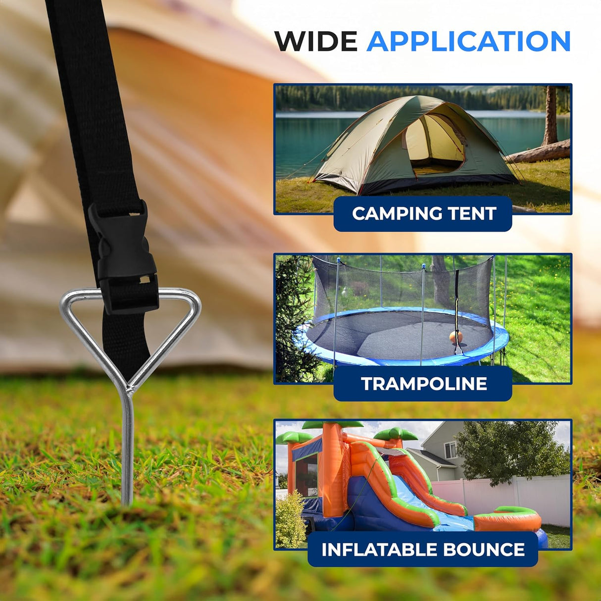 Kit de anclaje para cama elástica SereneLife, 4 estacas 15.75