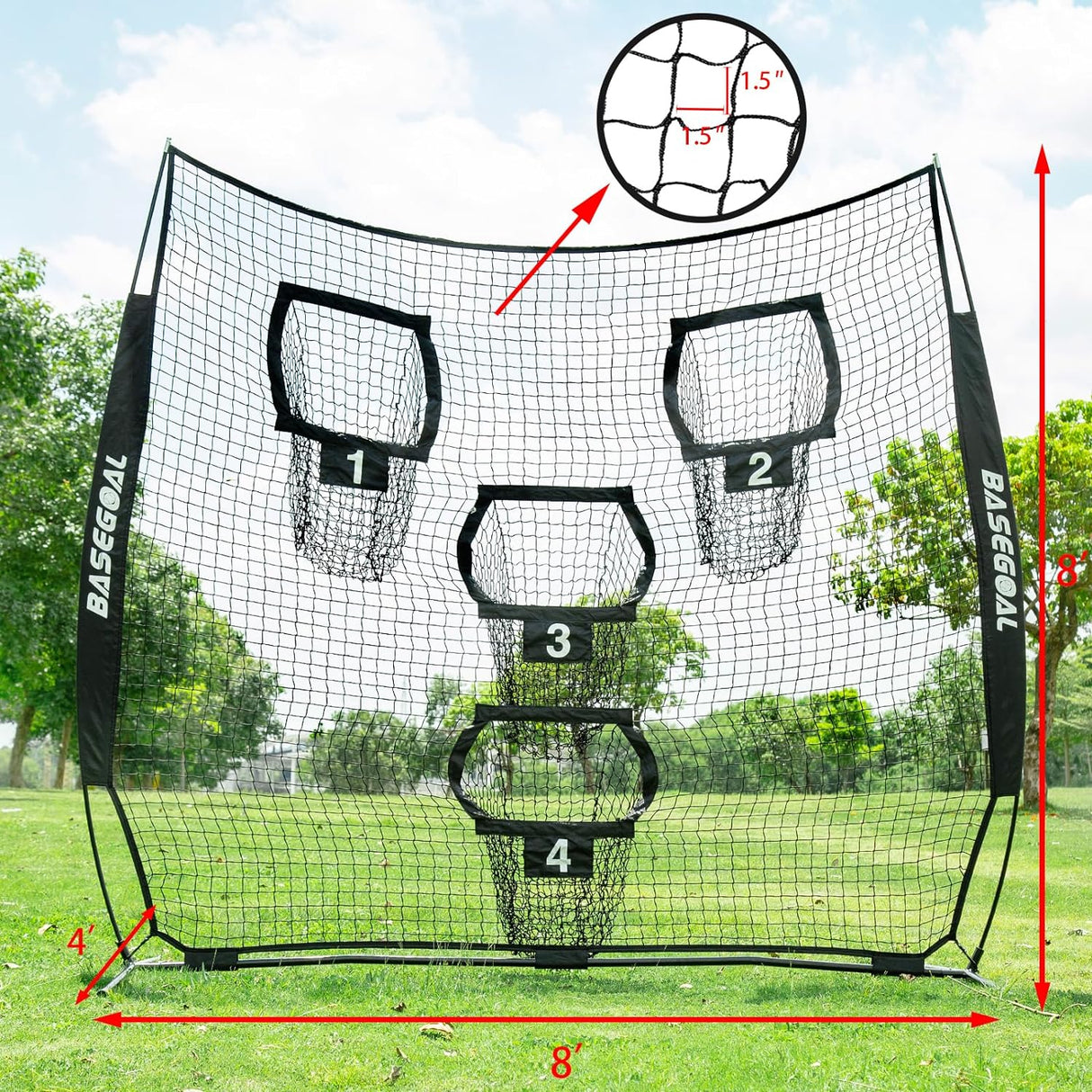 Red de Fútbol 8x8 ft con 4 Bolsillos de Puntería para Entrenamiento