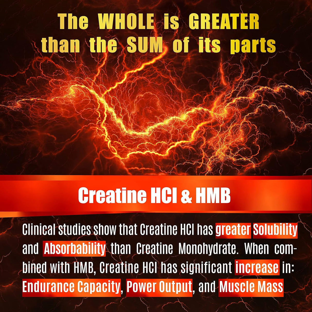 Cápsulas de Creatina HCL con HMB, Suplemento Vegano 180 cápsulas