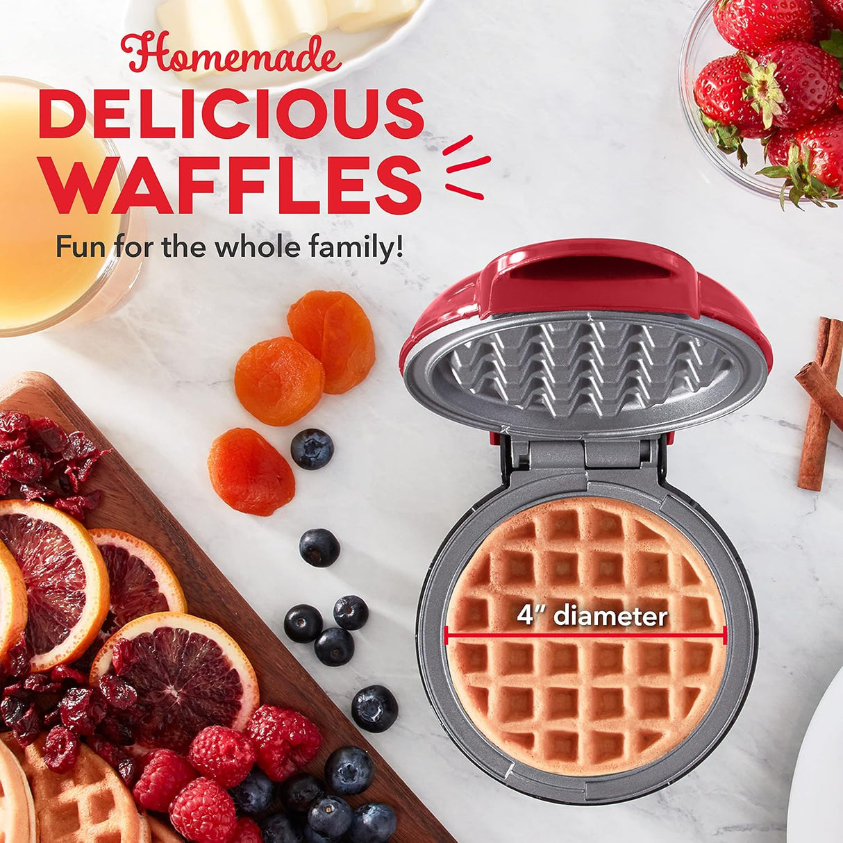 Wafleras Mini para waffles individuales rojo manzana DASH