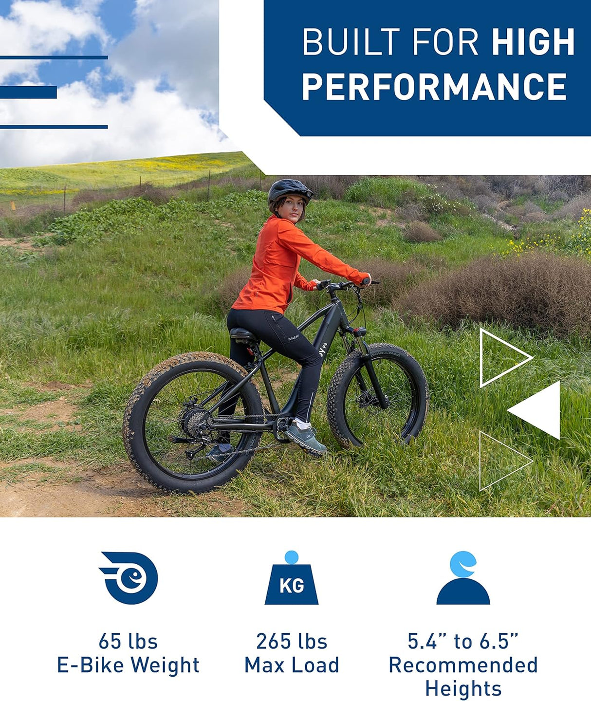 Bicicleta eléctrica Hiboy P6, 1000W, 62.1 millas, 26” fat tire