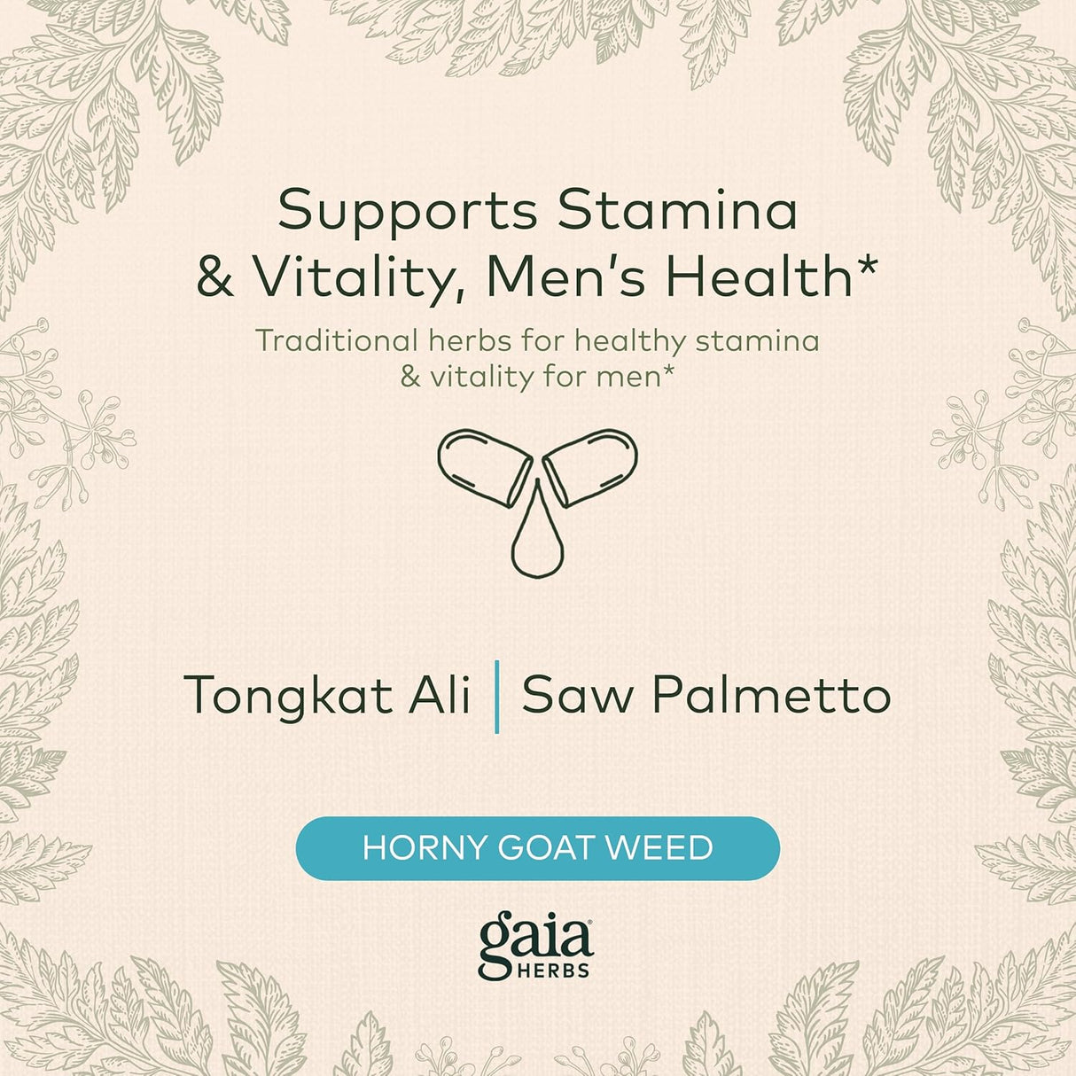 Suplemento herbario con palma enana hierba de cabra cachonda