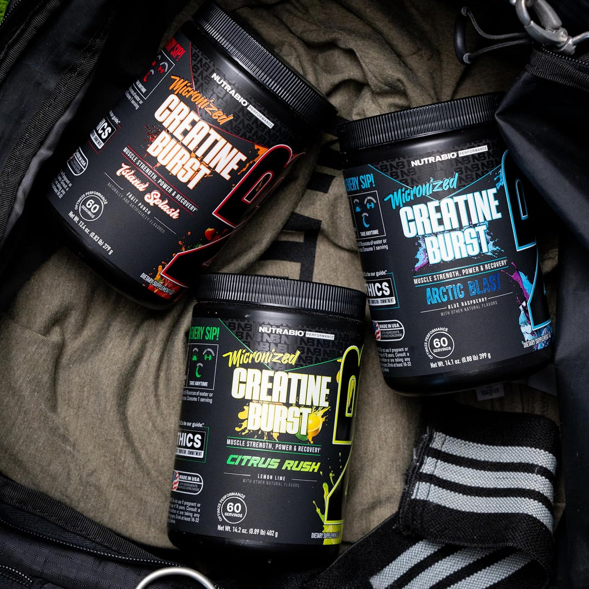 Creatina Monohidratada NutraBio, 300 g, Energía y Recuperación