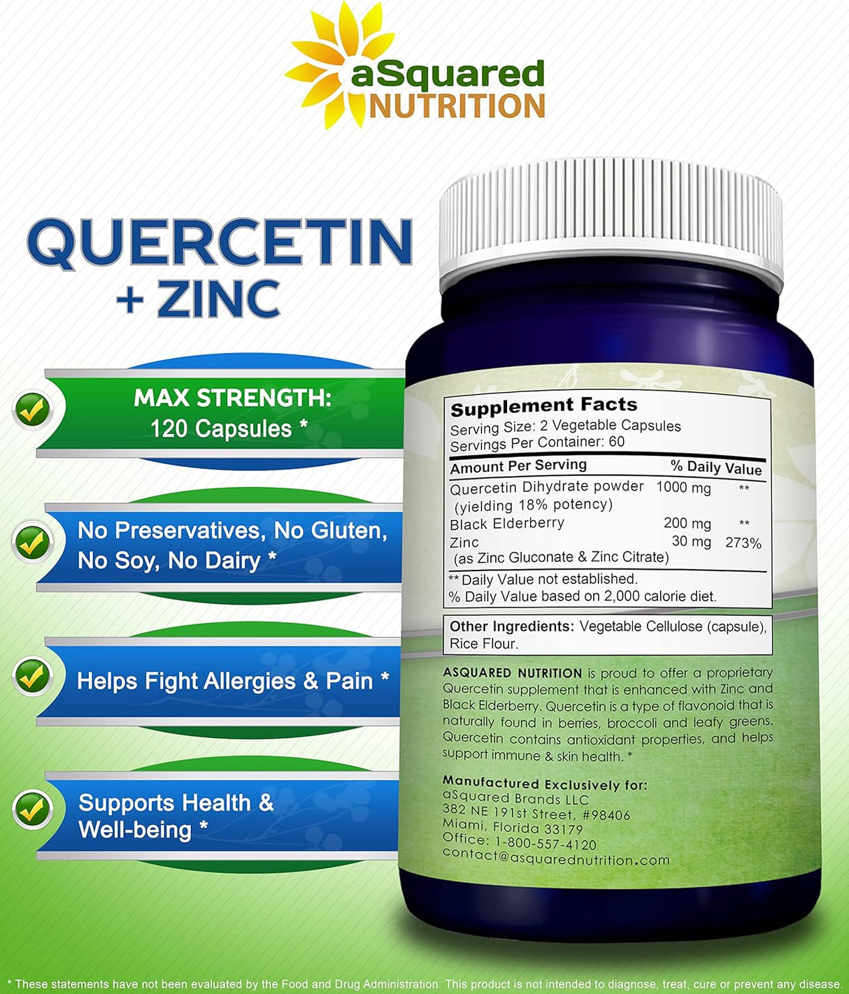 Suplemento Nutrition Quercetina 1000 mg de zinc – 120 cáp