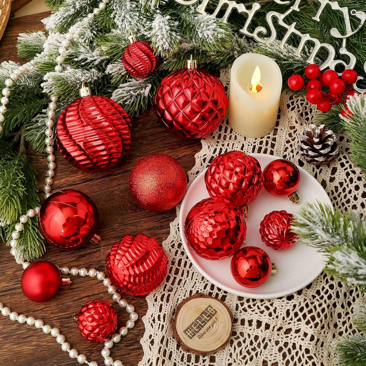 Adornos Navideños Shatterproof 36pcs, Decoración Árbol, Modelo.