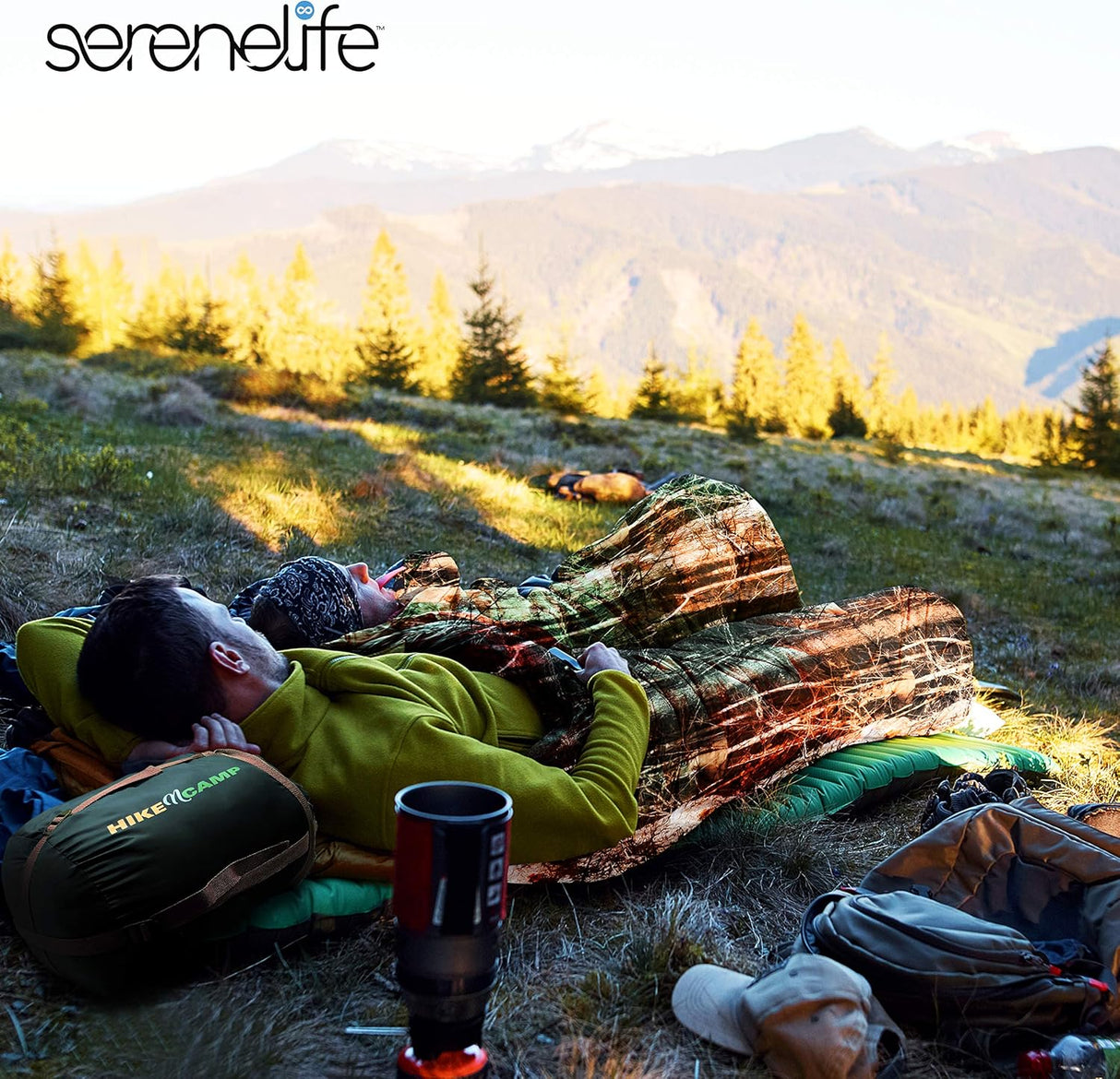 Saco de dormir doble SereneLife, impermeable y ligero, 5-10°F