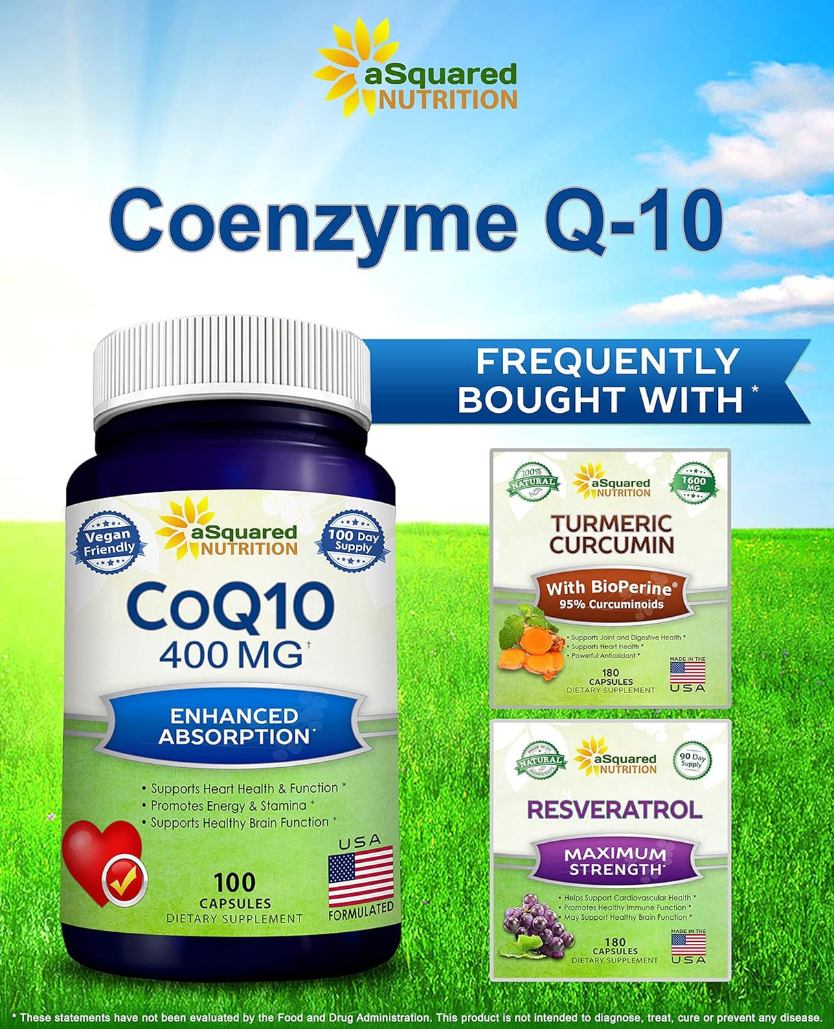 Suplemento aSquared Nutrition CoQ10 400 mg de fuerza máxima