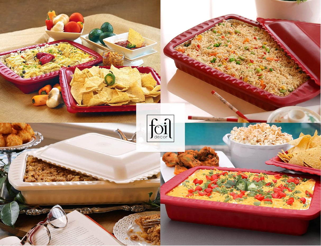 Portador para servir y cazuela para sartenes de papel de aluminio de 9 x 13