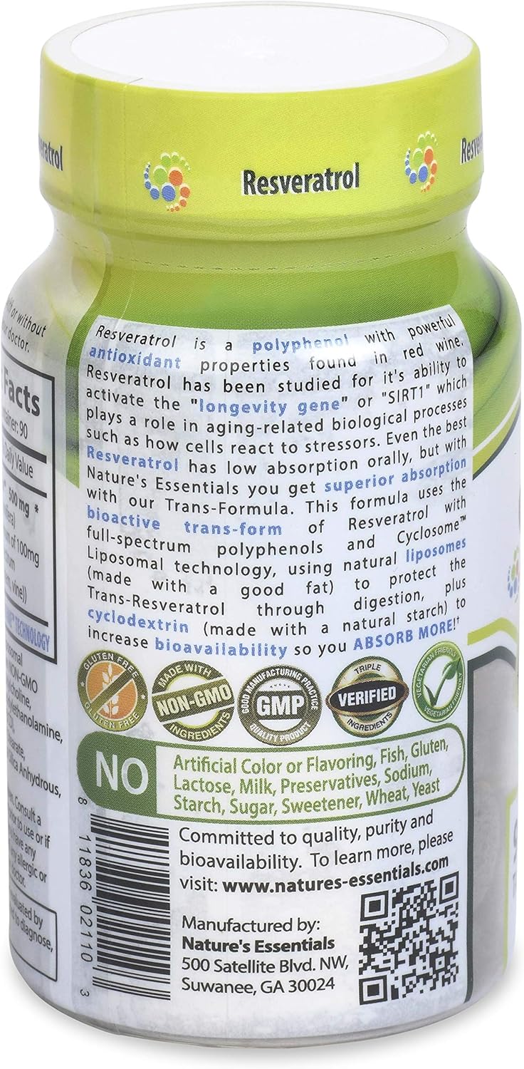 Suplemento Resveratrol liposomal 500 mg Trans-resveratrol