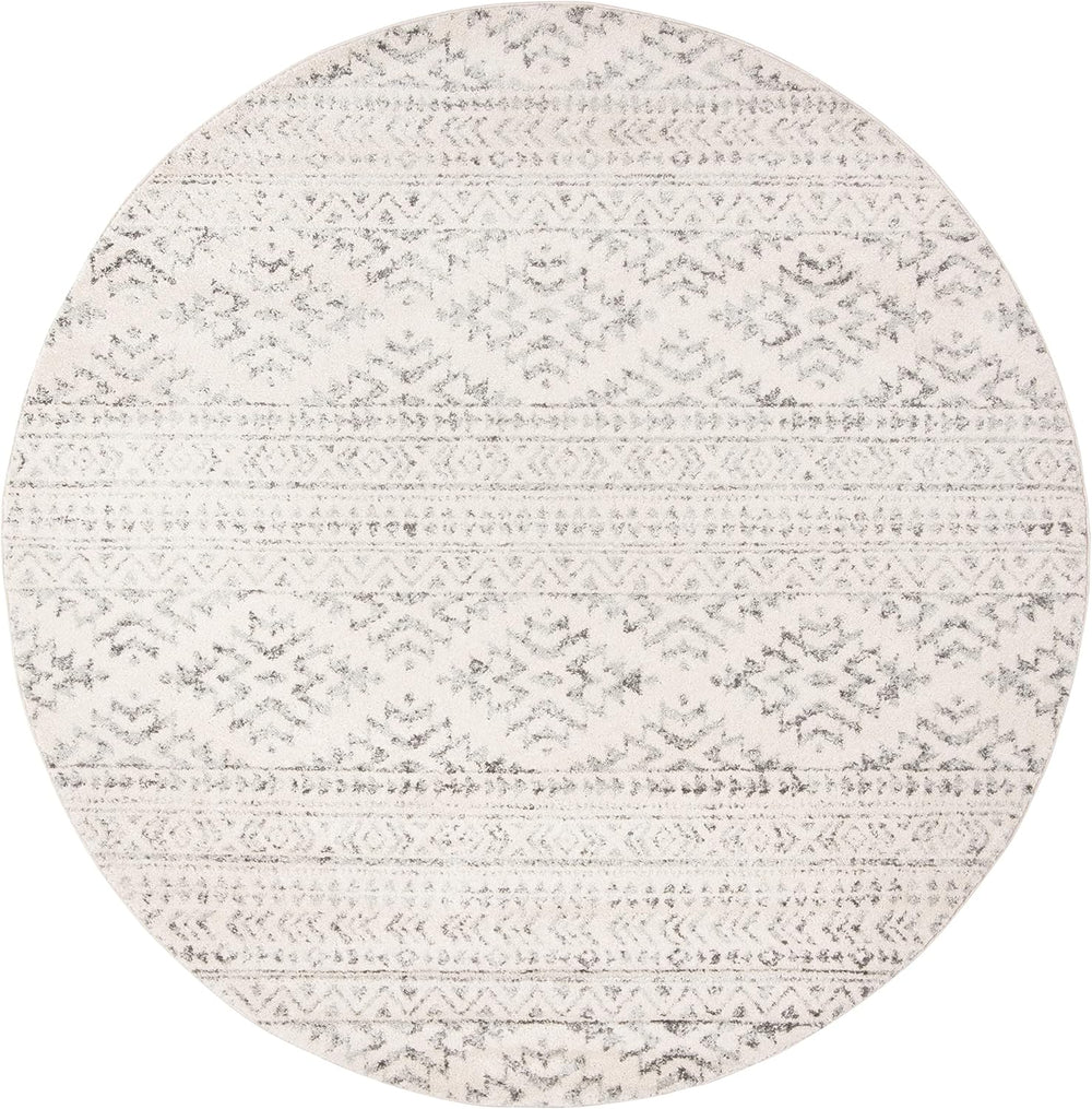 Alfombra Redonda Boho Tribal 5' para Comedor y Sala TUL272A