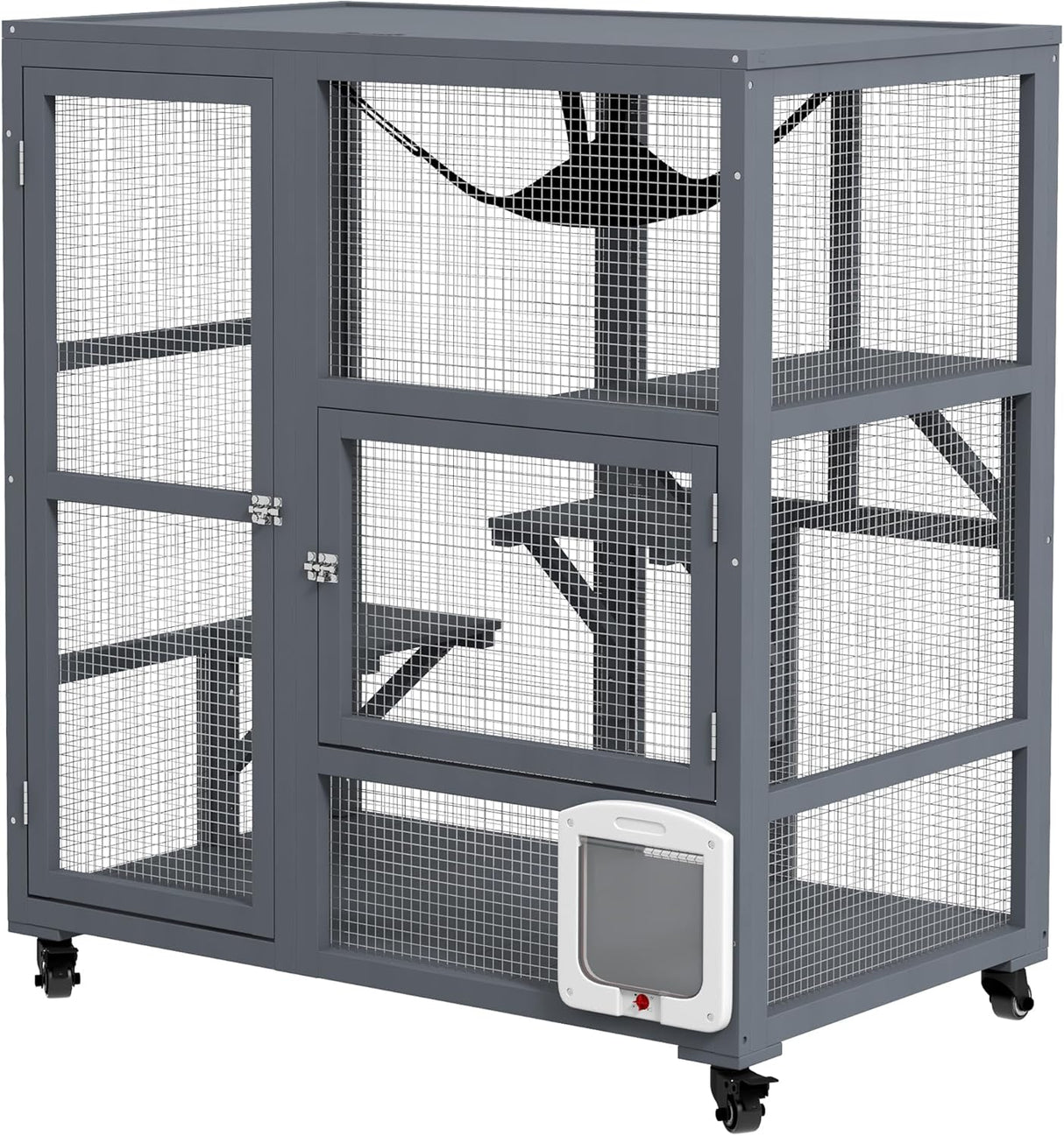 Casa para Gatos Grande PawHut, Enclosure de Madera 39