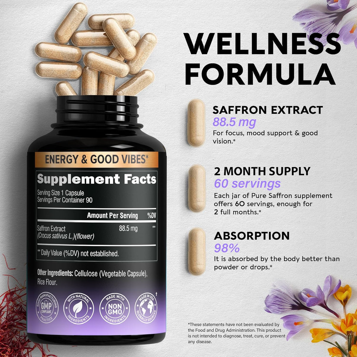 Suplementos naturales de azafrán Extracto de azafrán puro