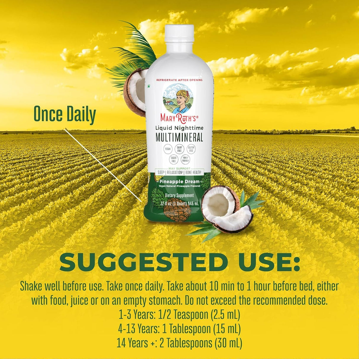 Suplemento Líquido multimineral natural para dormir veganas