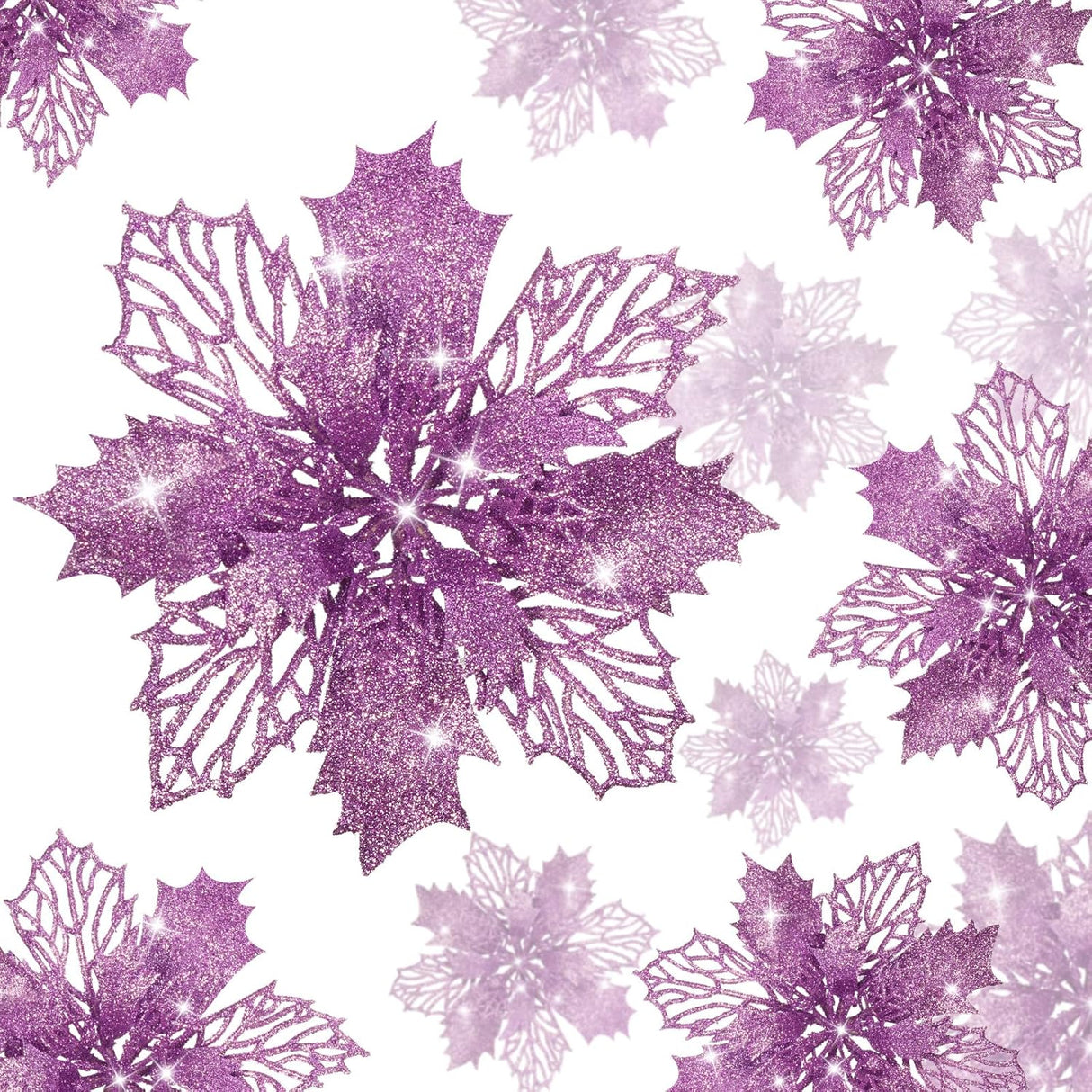 Flores Artificiales Poinsettia Boao 24 Piezas Decoración Navidad