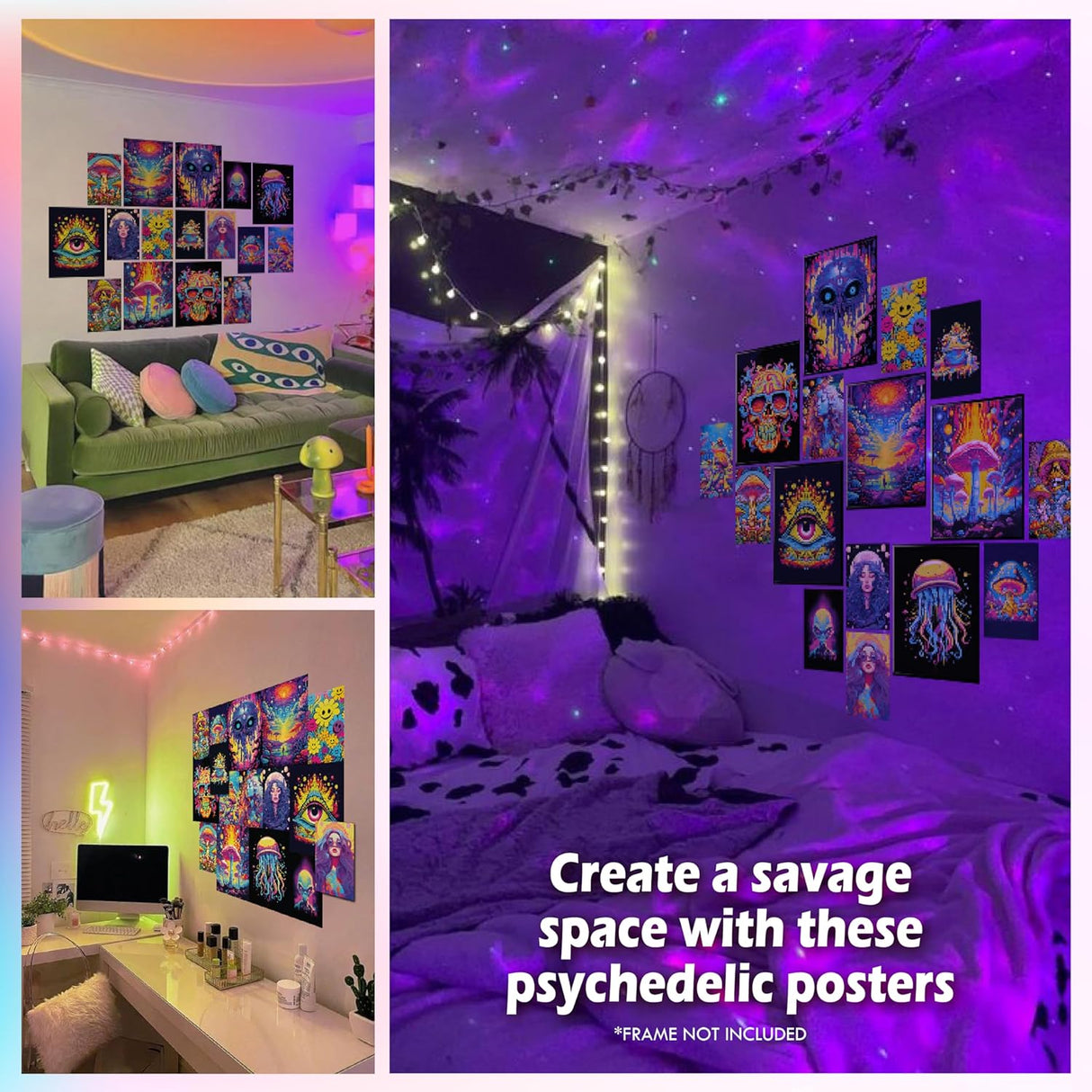 Pósteres para decoración de habitación, estilo hippie psicodélico