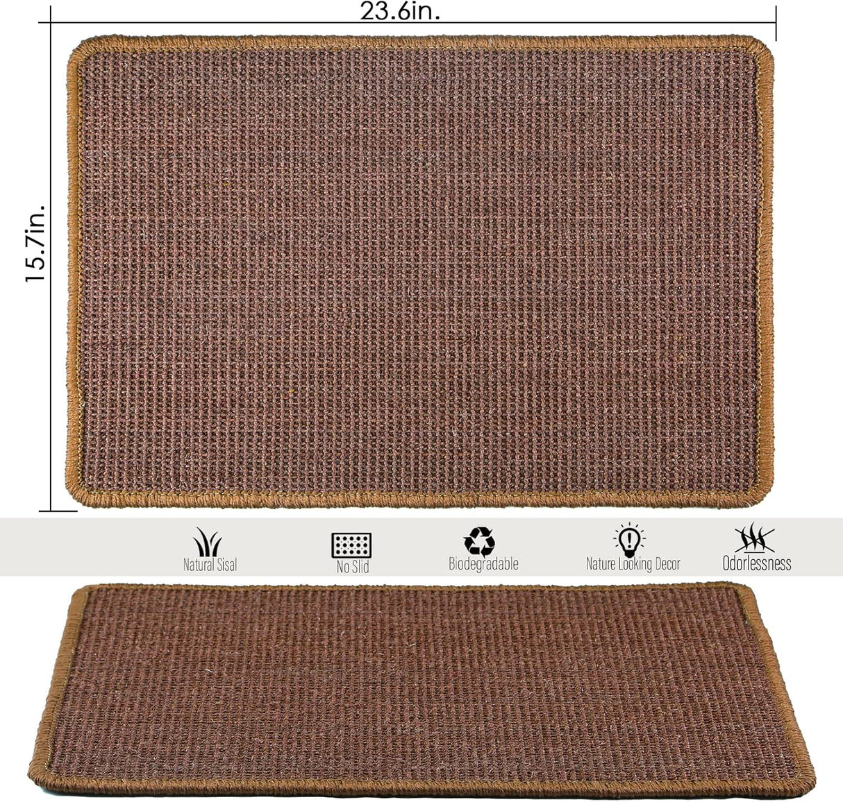 Rascador para gatos de sisal con cintas de velcro marrón