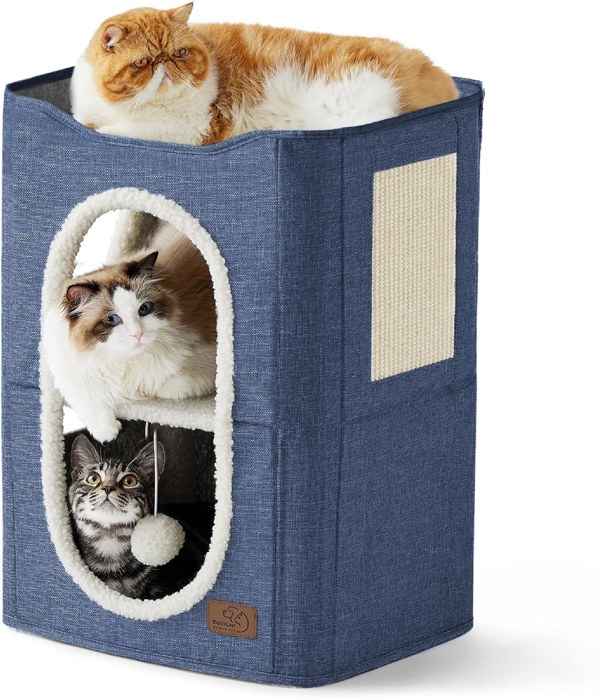 Casa para gatos Bedsure 2 niveles con rascador y escondite