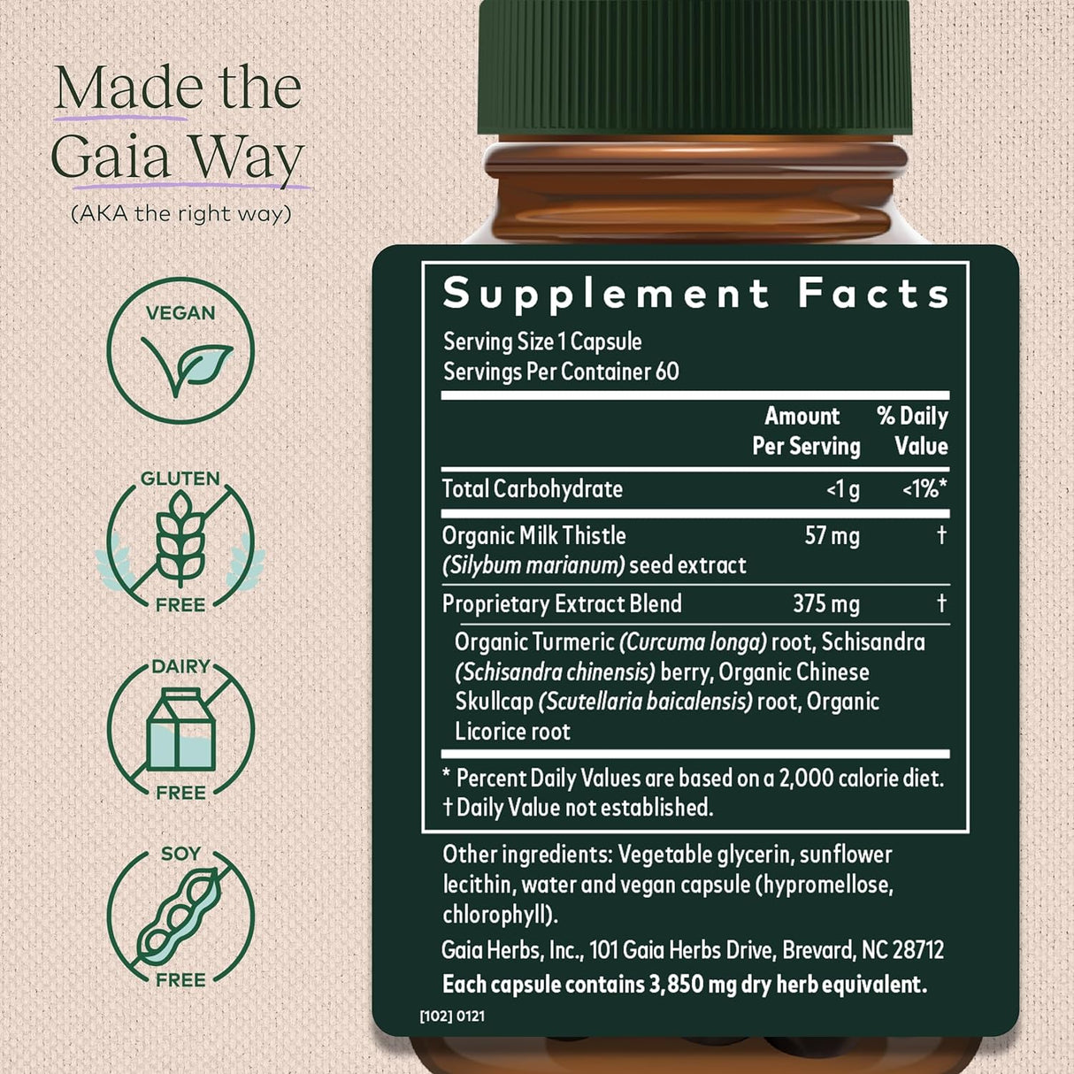Gaia Herbs hígado Salud Líquido Phyto Cápsulas 60 cápsulas