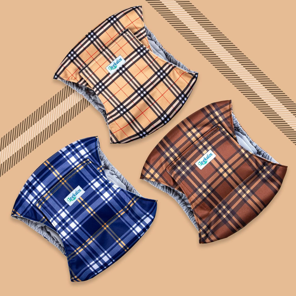 Leekalos Pañales para perros machos (cuadros, S)