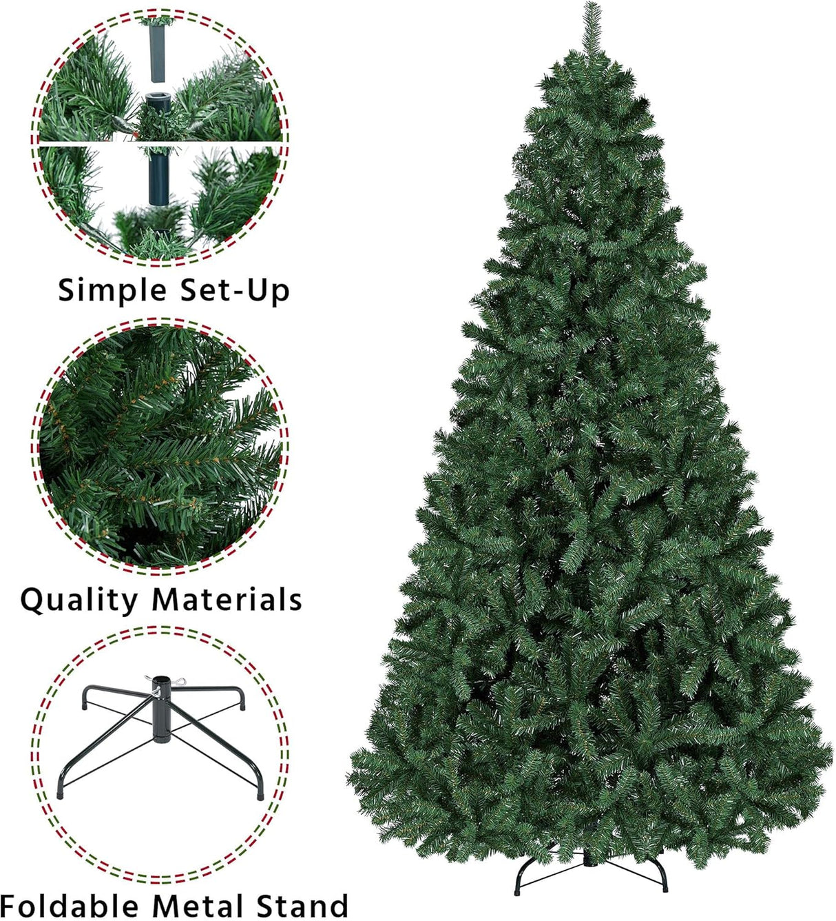 Árbol de Navidad Yaheetech 7.5ft Pino Premium 1346 Ramas