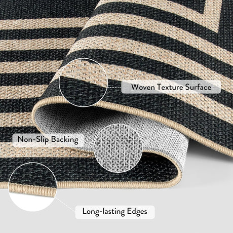 Alfombra moderna geométrica de yute para exterior Lahome