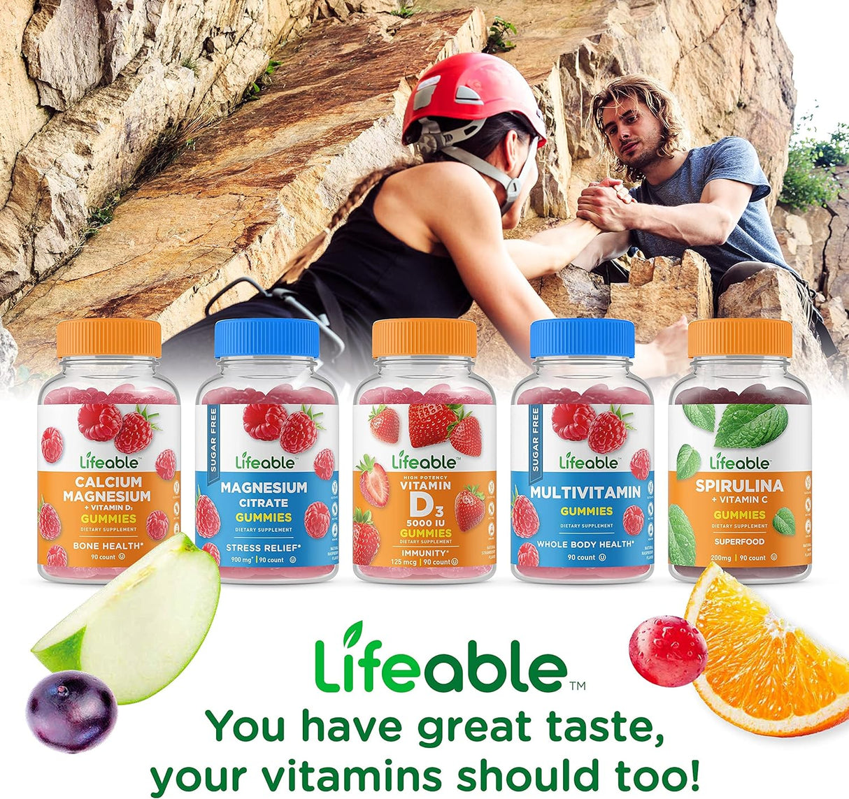 Lifeable Calcio 500 mg con vitamina D3 1000 IU Gummies