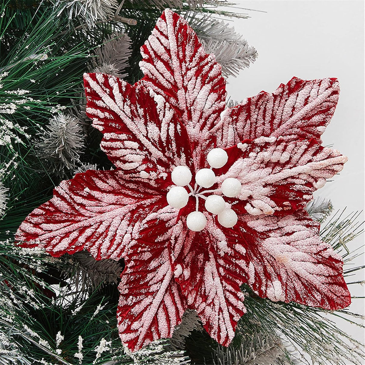 Poinsettias Artificial 6 Pcs Decoración Árbol Navidad - Modelo Navidad