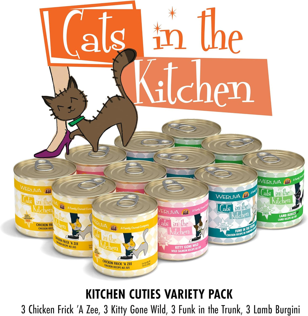 Latas de comida para gatos sin granos húmeda